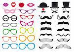 huge set of mustache and spectacles, vector design elements