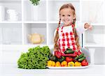 Healthy nutrition base, the vegetables approved by happy little girl