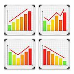 Bar graphs on whiteboards, vector eps10 illustration