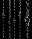 metal chains with clef on black background - 3d illustration
