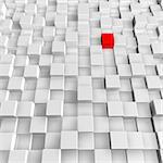 white and red cubes background - 3d illustration