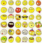 A set of 36 smileys for every taste. Done in comic doodle style.