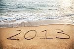 année 2013 sur la plage de sable près de l'océan