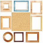 Big size set of picture frames and cork board texture