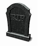 gravestone with the letters rip on white background - 3d illustration