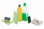 kitchen or bathroom cleaning products isolated on a white background