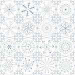 Christmas silvery repeating vintage pattern with filigree snowflakes (vector)