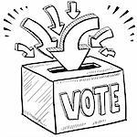 Doodle style ballot box vote in the election illustration in vector format.