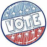 Doodle style vote dans l'illustration de bouton de campagne électorale en format vectoriel.