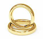 Deux 3d gold wedding ring. Objets over white