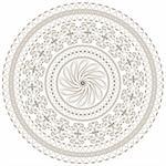 Decorative round frame with vintage curls on white background (vector)