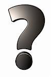 metal question mark on white background - 3d illustration