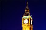 Big Ben et tour de l'horloge dans la nuit, Londres, Royaume-Uni