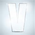 Vector - Alphabet verre brillant avec brille sur fond lettre v