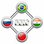 Vector - boutons pays du BRIC Brésil Russie Inde Chine