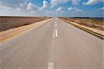 Asphalt Road between Plowed Fields in Israel, Spring