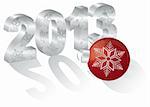 Numéros de 3D bonne année 2013 et ornement rouge avec longues ombres isolé sur fond blanc