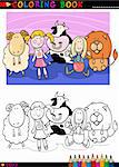 Coloring Book or Page Cartoon Illustration of Cute Mascot Toys