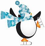 Weihnachts-Pinguin mit blauer Mütze und Schal Ice Skating Abbildung