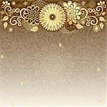 Vintage elegance frame with gold flowers (vector EPS10)