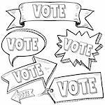 Doodle style vote pour l'élection des bannières et tags illustration dans un format vectoriel.