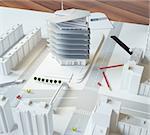 architectural model of a modern building
