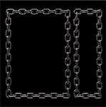 metal chains frame border on black background - 3d illustration