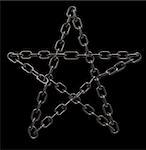 chains pentagram on black background - 3d illustration