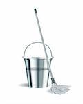 Bucket and mop on white background. Vector illustration