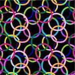 Seamless black pattern with colorful vivid transparent rings (Vector EPS 10)