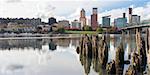 Portland Oregon Downtown City Skyline Waterfront on Willamette River in Autumn Panorama