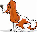 Cartoon-Illustration der lustige reinrassigen entdeckt Basset Hound Dog