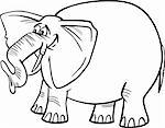 Cartoon Illustration of Funny Gray African Elephant for Coloring Book