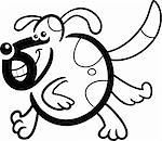 Illustration dessin animé drôle exécutant ludique chien ou chiot pour Coloring Book