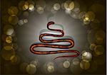 Nice snake like Christmas tree in the center of Christmas lights. Vector illustration