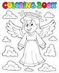 Coloring book image with angel 1 - vector illustration.