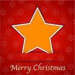 Merry Christmas gift card with a simple star for greetings placed on red background. Vector illustration