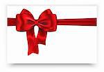 Red ribbon and bow for festive decorations. Gift card. Vector illustration