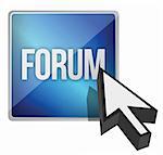 forum button and cursor illustration design over white