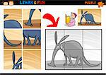 Cartoon Illustration of Education Puzzle Game for Preschool Children with Funny Aardvark Animal