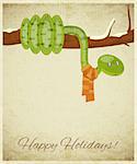 Greeting Postcard Retro design - symbol of the year, snake with place for text - vector illustration