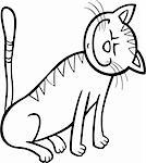 Illustration de dessin animé de chat Tabby heureux pour Coloring Book