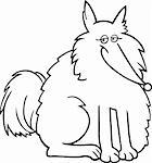 Cartoon Illustration of Funny Purebred Eskimo Dog or Spitz for Coloring Book