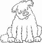 Cartoon Illustration of Funny Purebred Newfoundland Dog or Labrador Doodle or Briard for Coloring Book