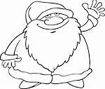 Cartoon Illustration of Funny Christmas Santa Claus or Papa Noel for Coloring Book or Page