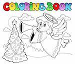 Coloring book image with angel 2 - vector illustration.