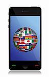 phone and flag globe illustration design over a white background