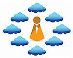 cloud network and icon illustration design over a white background