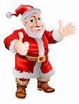 Illustration of a happy cartoon Christmas Santa Claus giving a thumbs up with his hand