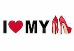 love my red stiletto shoes, vector illustration
